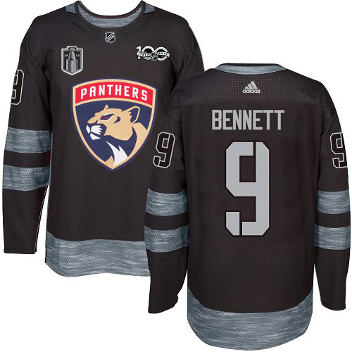 Adidas Panthers #9 Sam Bennett Black 2023 Stanley Cup Final Patch 100th Anniversary Stitched Jersey
