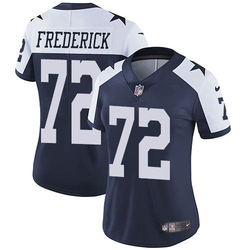 Dallas Cowboys #72 Travis Frederick Navy Blue Thanksgiving Women's Stitched Vapor Untouchable Limited Throwback Jersey Womens