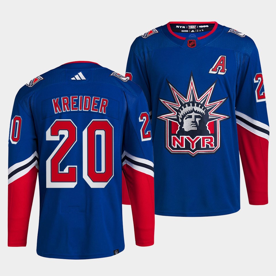 New York Rangers #20 Chris Kreider Men's Adidas Reverse Retro 2.0 Authentic Player Jersey - Royal