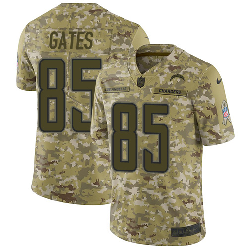 Los Angeles Chargers #85 Antonio Gates Camo Youth Stitched Limited 2018 Salute to Service Jersey Youth