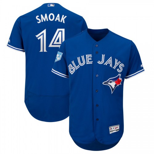 Toronto Blue Jays #14 Justin Smoak Blue 2019 Spring Training Flex Base Stitched Jersey Men's