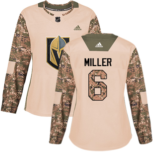 Adidas Golden Vegas Golden Knights #6 Colin Miller Camo Authentic 2017 Veterans Day Women's Stitched Jersey Womens