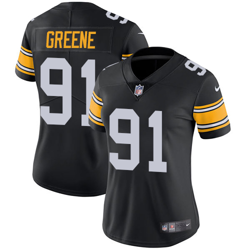 Pittsburgh Steelers #91 Kevin Greene Black Alternate Women's Stitched Vapor Untouchable Limited Jersey Womens