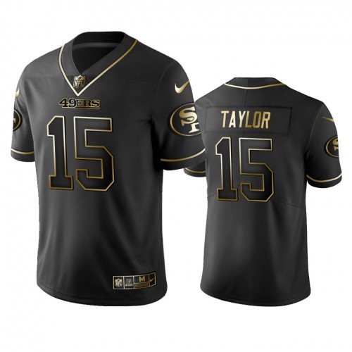 San Francisco 49ers #15 Trent Taylor Black Golden Limited Edition Stitched Jersey Men's