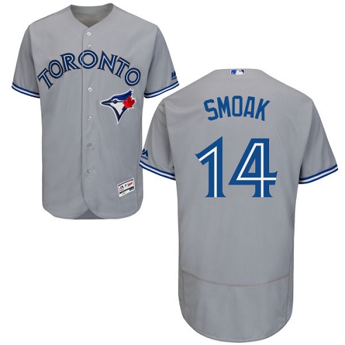 Toronto Blue Jays #14 Justin Smoak Grey Flexbase Authentic Collection Stitched Jersey Men's