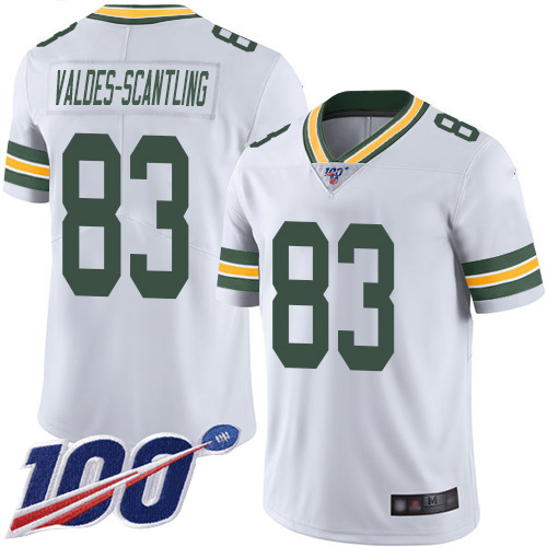 Green Bay Packers #83 Marquez Valdes-Scantling White Men's Stitched 100th Season Vapor Limited Jersey Men's