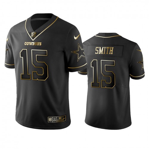 Dallas Cowboys #15 Devin Smith Black Golden Limited Edition Stitched Jersey Men's