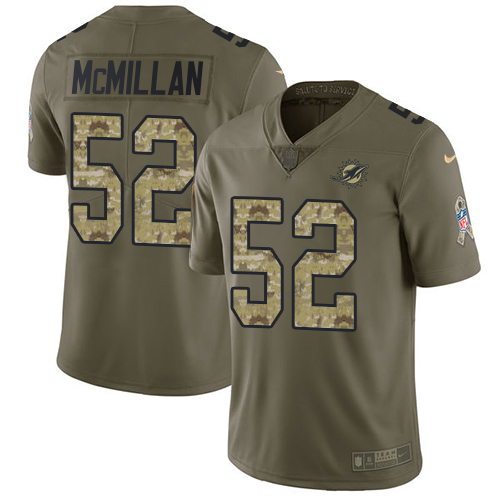 Miami Dolphins #52 Raekwon McMillan Olive/Camo Youth Stitched Limited 2017 Salute to Service Jersey Youth