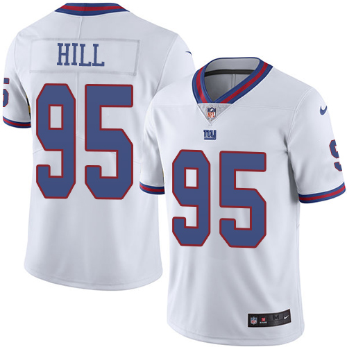 New York Giants #95 B.J. Hill White Men's Stitched Limited Rush Jersey Men's