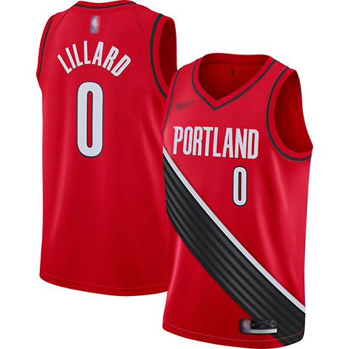 Portland Trail Blazers #0 Damian Lillard Red Swingman Statement Edition 2019/2020 Jersey Mens