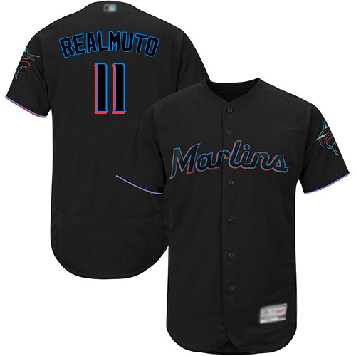 Miami Marlins #11 JT Realmuto Black Flexbase Authentic Collection Stitched Jersey Men's