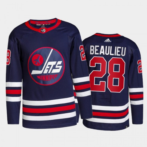 Adidas Winnipeg Jets #28 Nathan Beaulieu Men's 2021-22 Alternate Authentic Jersey - Navy Men's
