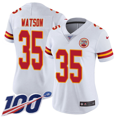 Chiefs #35 Jaylen Watson White Women's Stitched 100th Season Vapor Limited Jersey