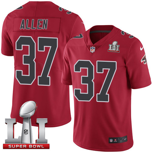 Atlanta Falcons #37 Ricardo Allen Red Super Bowl LI 51 Youth Stitched Limited Rush Jersey Youth