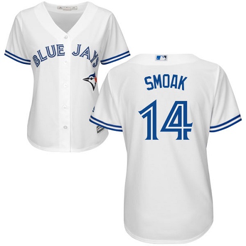 Toronto Blue Jays #14 Justin Smoak White Home Women's Stitched Jersey Womens