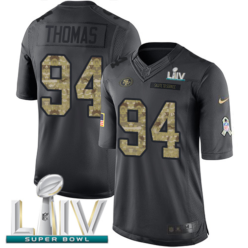 San Francisco 49ers #94 Solomon Thomas Black Super Bowl LIV 2020 Youth Stitched Limited 2016 Salute to Service Jersey Youth
