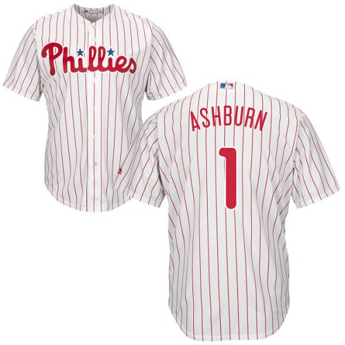Philadelphia Phillies #1 Richie Ashburn White(Red Strip) Cool Base Stitched Youth Jersey Youth