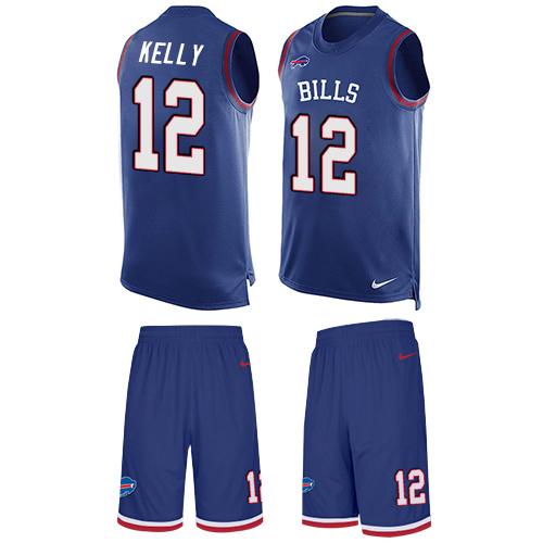 Bills #12 Jim Kelly Royal Blue Team Color Men's Stitched Limited Tank Top Suit Jersey
