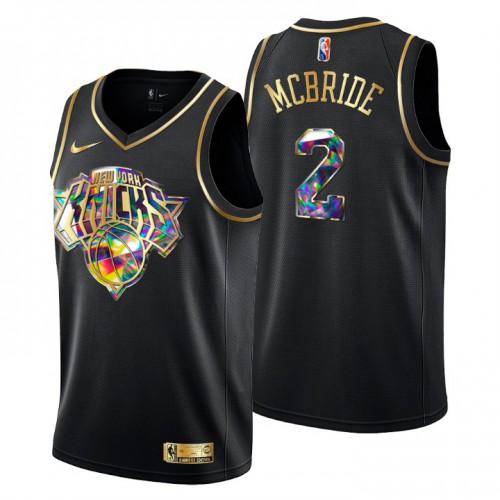 New York New York Knicks #2 Miles Mcbride Mens Golden Edition Diamond Logo 2021/22 Swingman Jersey - Black Mens