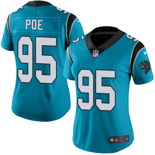 Carolina Panthers #95 Dontari Poe Blue Alternate Women's Stitched Vapor Untouchable Limited Jersey Womens