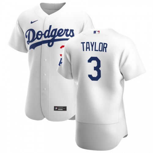 Los Angeles Los Angeles Dodgers #3 Chris Taylor Men's White Home 2020 Authentic Player Jersey Men's