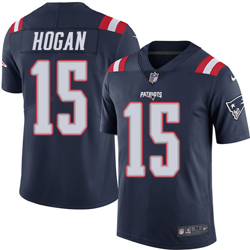 New England Patriots #15 Chris Hogan Navy Blue Youth Stitched Limited Rush Jersey Youth