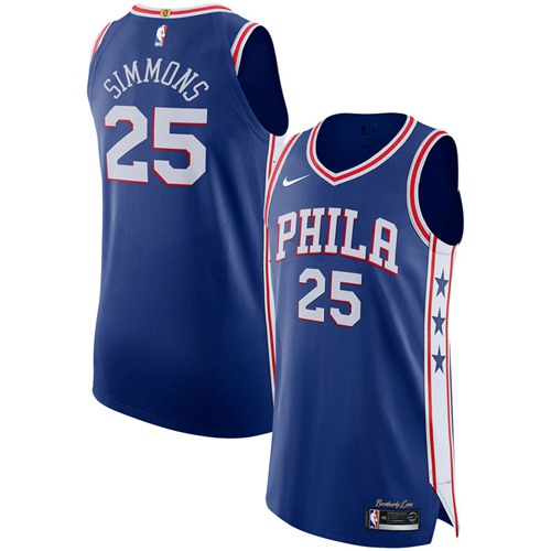Philadelphia 76ers #25 Ben Simmons Blue Authentic Icon Edition Jersey Mens