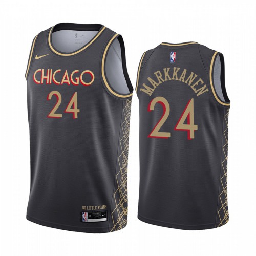 Chicago Bulls #24 Lauri Markkanen Black Swingman 2020-21 City Edition Jersey Mens
