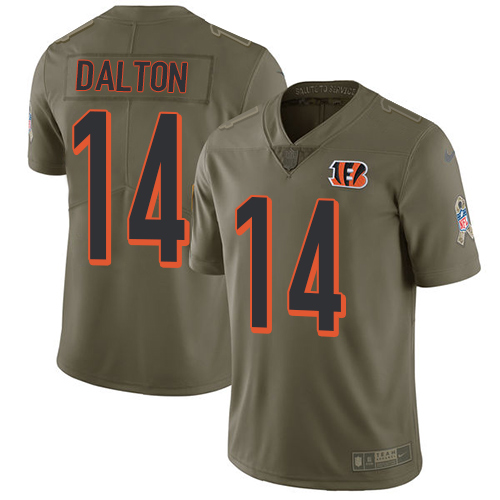 Cincinnati Bengals #14 Andy Dalton Olive Men's Stitched Limited 2017 Salute To Service Jersey Men's
