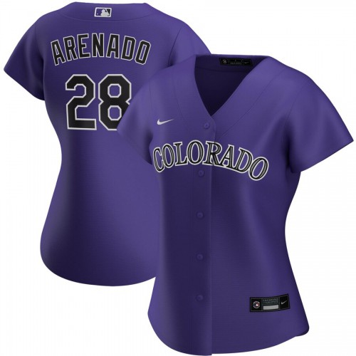 Colorado Colorado Rockies #28 Nolan Arenado Women's Alternate 2020 Player Jersey Purple Womens