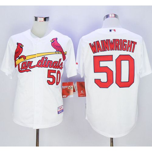 St.Louis Cardinals #50 Adam Wainwright White Stitched Jersey Men's