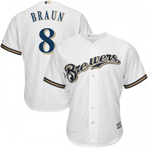 Milwaukee Brewers #8 Ryan Braun White Cool Base Stitched Youth Jersey Youth