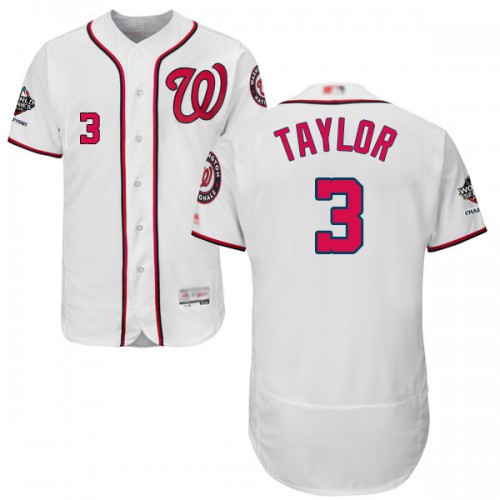 Washington Nationals #3 Michael Taylor White Flexbase Authentic Collection 2019 World Series Champions Stitched Jersey Men's