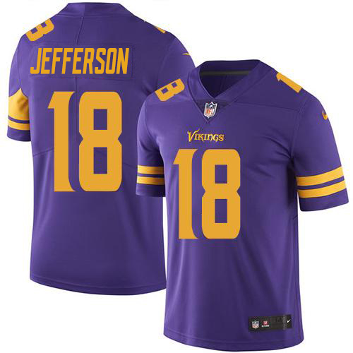 Vikings #18 Justin Jefferson Purple Men's Stitched Limited Rush Jersey