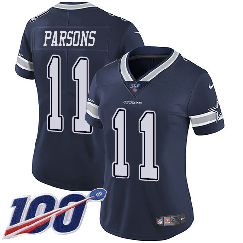 Cowboys #11 Micah Parsons Navy Blue Team Color Women's Stitched 100th Season Vapor Untouchable Limited Jersey