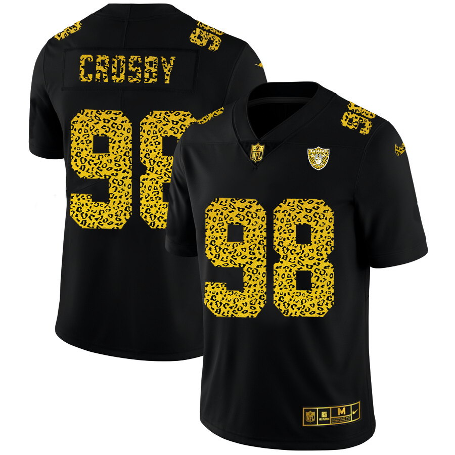Las Vegas Raiders #98 Maxx Crosby Men's Leopard Print Fashion Vapor Limited Jersey Black