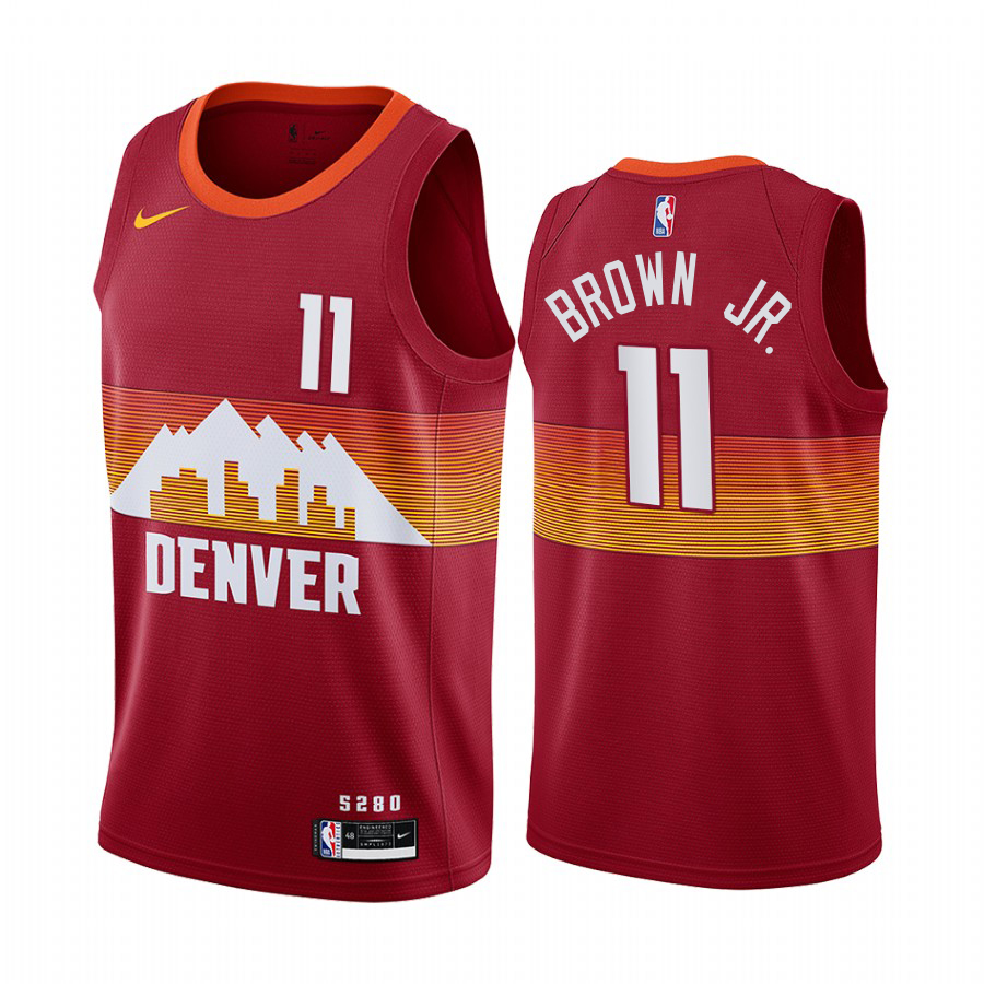 Nuggets #11 Bruce Brown Jr. Red Women's Swingman 2020-21 City Edition Jersey