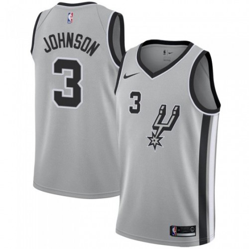 San Antonio Spurs #3 Keldon Johnson Silver Swingman Statement Edition Jersey Mens