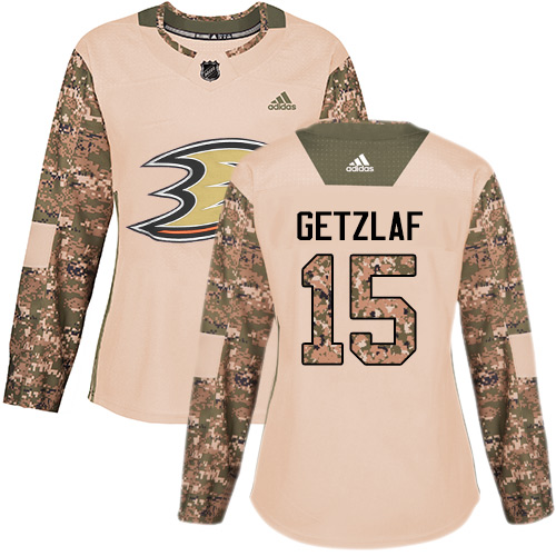 Adidas Anaheim Ducks #15 Ryan Getzlaf Camo Authentic 2017 Veterans Day Women's Stitched Jersey Womens