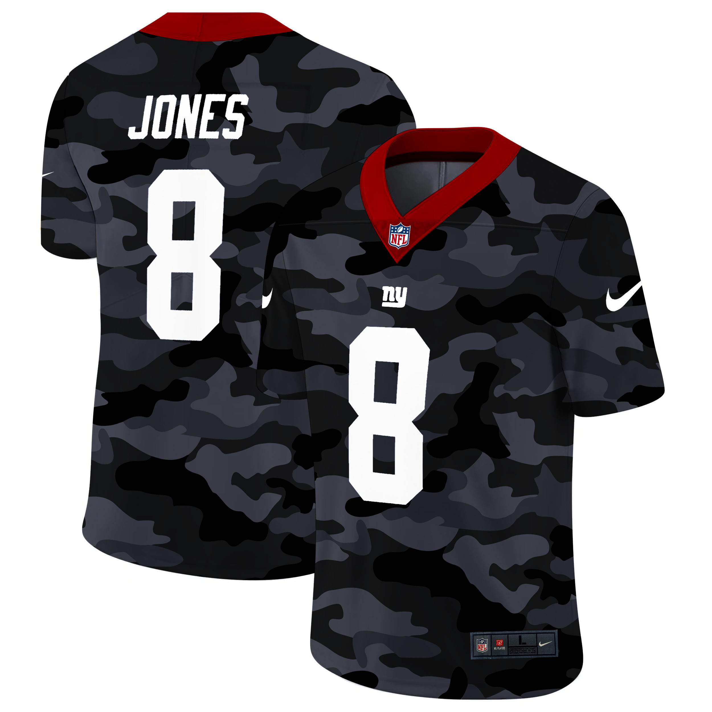 New York Giants #8 Daniel Jones Men's 2020 Black CAMO Vapor Untouchable Limited Stitched Jersey