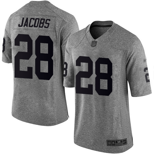 Raiders #28 Josh Jacobs Gray Men's Stitched Limited Gridiron Gray Jersey