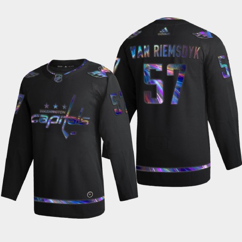 Washington Washington Capitals #57 Trevor van Riemsdyk Men's Iridescent Holographic Collection Jersey - Black Men's
