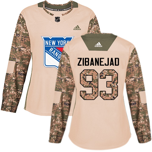 Adidas New York Rangers #93 Mika Zibanejad Camo Authentic 2017 Veterans Day Women's Stitched Jersey Womens