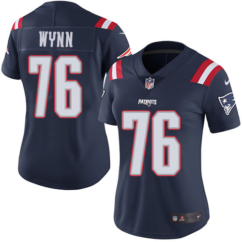 New England Patriots #76 Isaiah Wynn Navy Blue Women's Stitched Limited Rush Jersey Womens