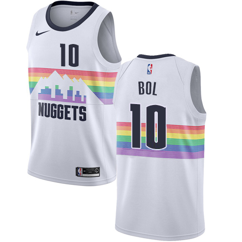 Denver Nuggets #10 Bol Bol White Swingman City Edition 2018/19 Jersey Mens