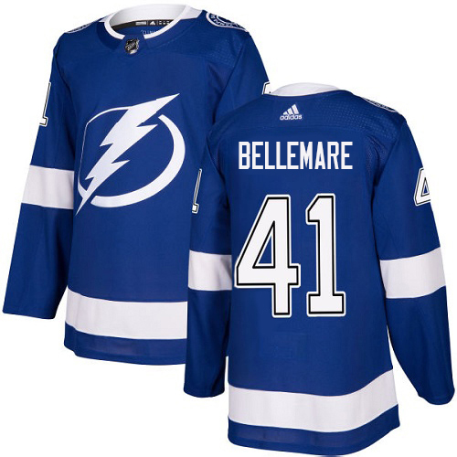 Adidas Tampa Bay Lightning #41 Pierre-Edouard Bellemare Blue Home Authentic Stitched Jersey Men's