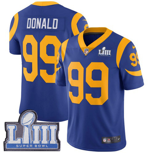 Rams #99 Aaron Donald Royal Blue Alternate Super Bowl LIII Bound Youth Stitched Vapor Untouchable Limited Jersey