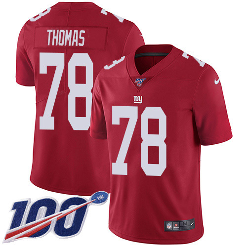 New York Giants #78 Andrew Thomas Red Alternate Youth Stitched 100th Season Vapor Untouchable Limited Jersey Youth