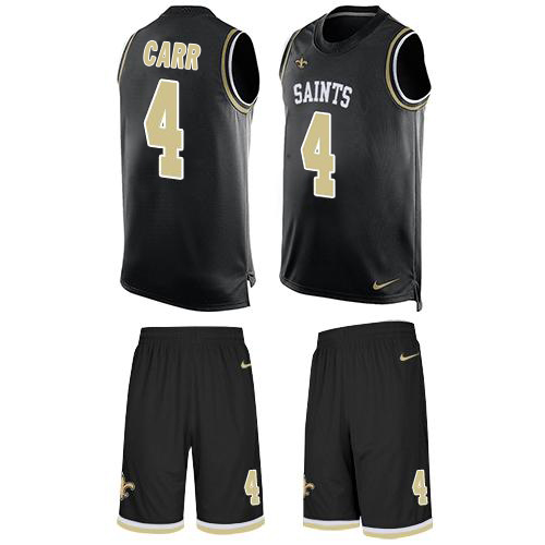 Saints #4 Derek Carr Black Team Color Men's Stitched Limited Tank Top Suit Jersey