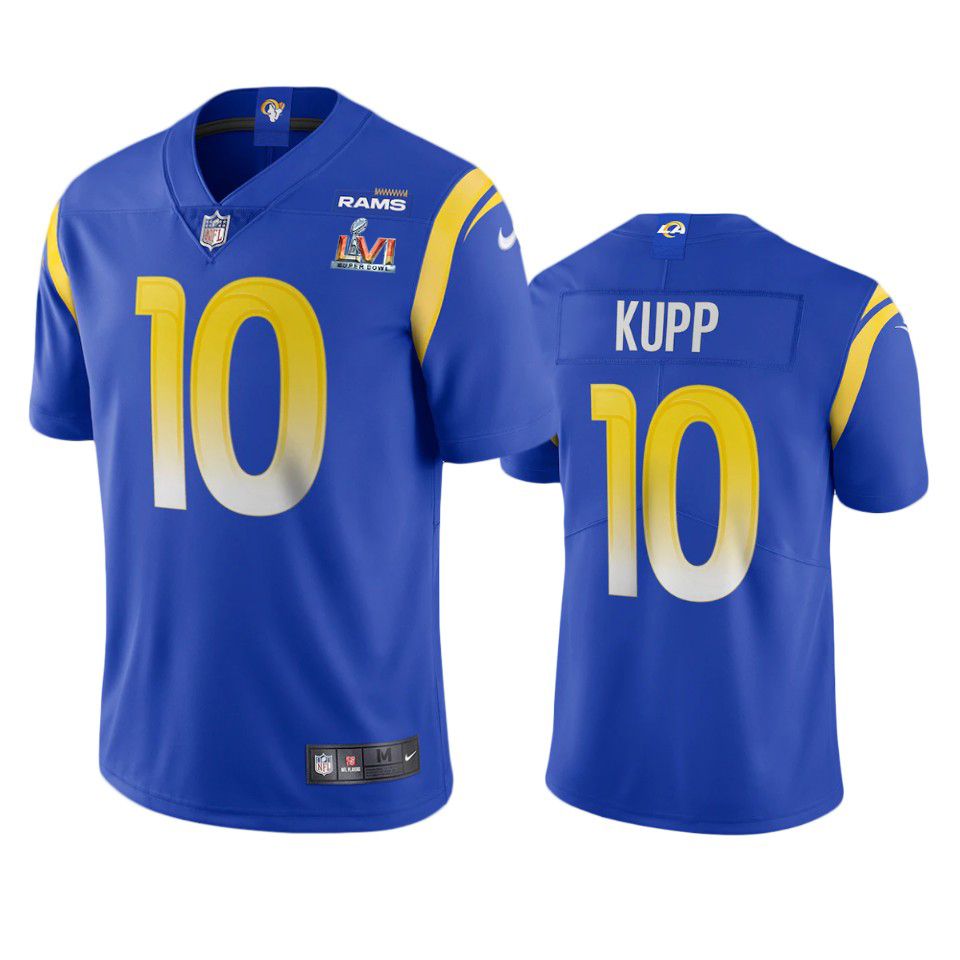 Los Angeles Rams #10 Cooper Kupp Men's Super Bowl LVI Patch Vapor Limited Jersey - Royal